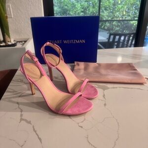 Elegant Pink Suede Leather Stiletto Heels